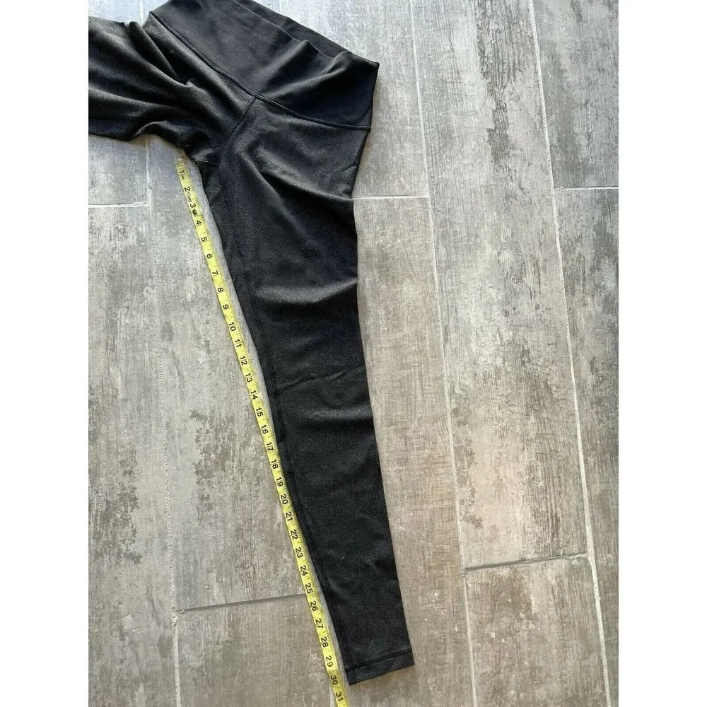 LULULEMON Wunder Under Wee Stripe Heathered Black Leggings Luon RARE Roll Down 6